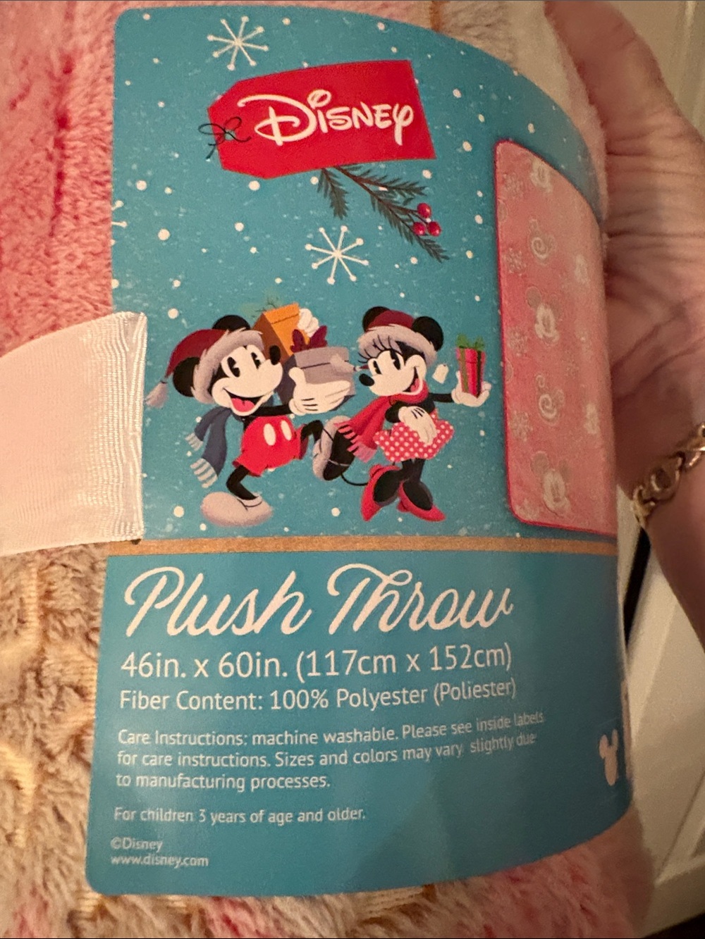 Disney Pink and Cream Mickey 46” X 60” Plush Throw Blanket